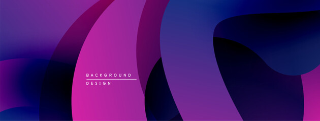 Abstract fluid shapes, vibrant purple hues blend seamlessly. Modern design evokes movement, depth, visual interest.