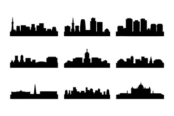 Naklejka premium Cityscape silhouette vector illustration