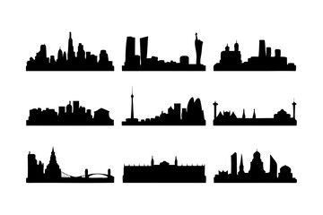 Naklejka premium Cityscape silhouette vector illustration