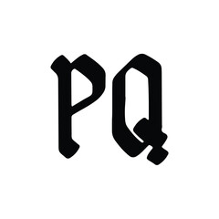 Fototapeta premium PQ monogram logo design letter text name symbol monochrome logotype alphabet character simple logo