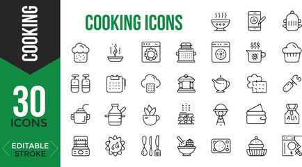 Cooking Editable Icon Set – Vector Kitchen & Culinary Icons

