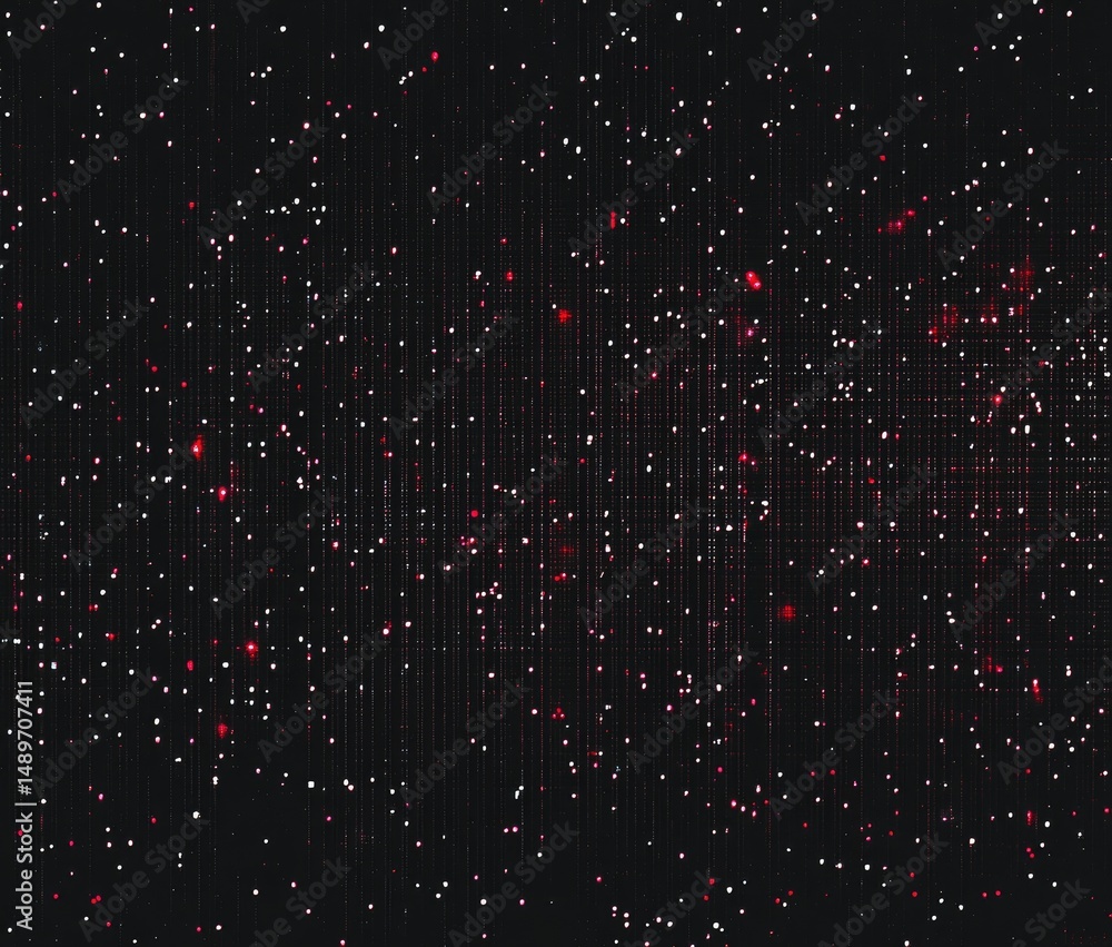 Poster abstract dark red and white pixelated background with scattered light points