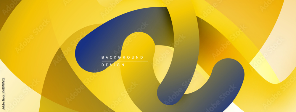 Aufkleber Abstract yellow, navy layers create flowing design. Modern backdrop suitable for digital projects, presentations. Smooth gradients, dynamic composition.