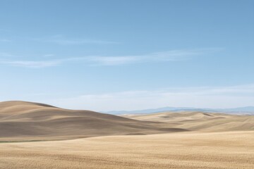 Fototapeta premium vast open field viewed from above with rolling hills in distance capturing essence of tranquility and openness