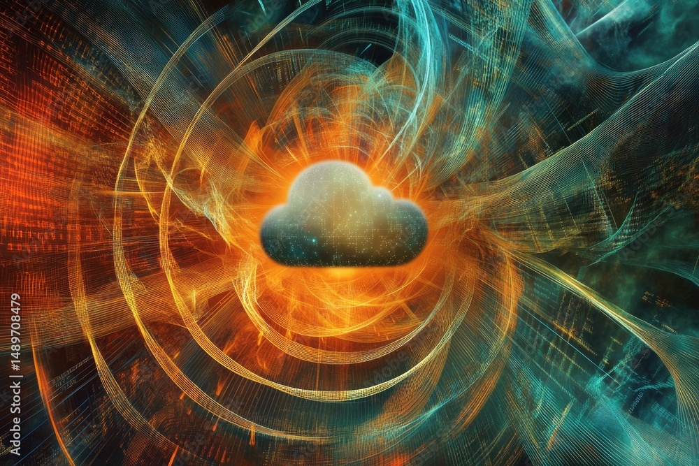 Poster abstract cloud computing concept