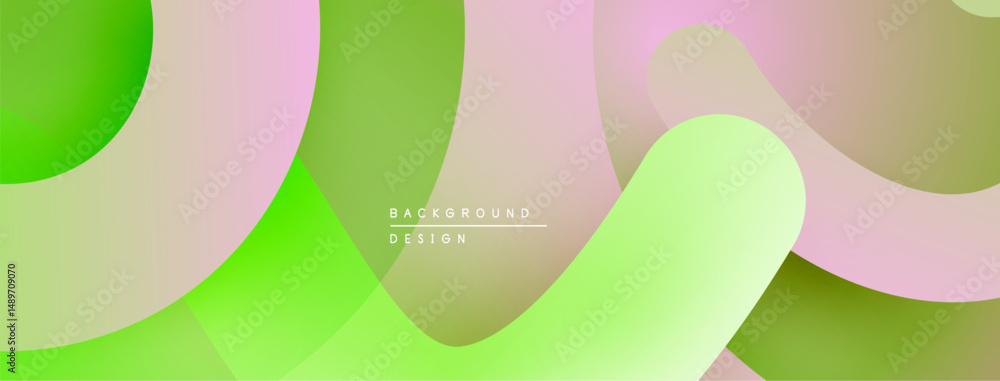 Poster Abstract colorful background. Overlapping rounded shapes create dynamic visual effect. Soft gradients, pastel tones dominate composition.