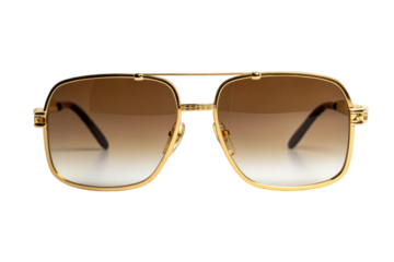 PNG Stylish gold aviator sunglasses with brown gradient lenses