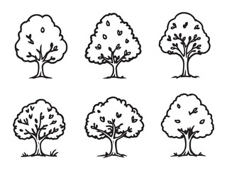 Apple Tree line art vector illustration