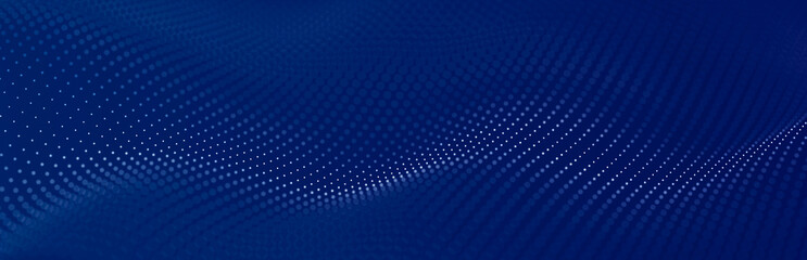 Beautiful illustration with glowing defocused dots. Dark abstract background of shining particles. 3D