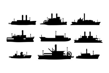 Fototapeta premium Riverboat silhouette vector illustration