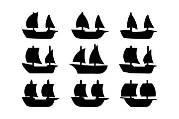 Sailing ship silhouette vector illustration