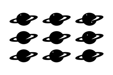 Saturn with sparkle silhouette vector illustration
