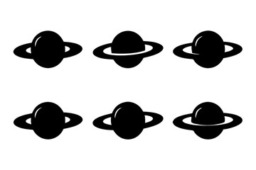 Saturn with sparkle silhouette vector illustration