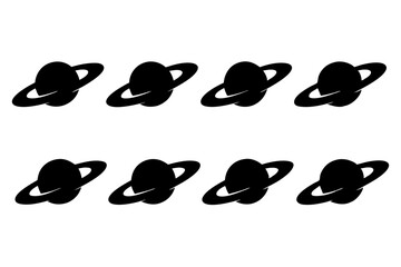 Saturn with sparkle silhouette vector illustration