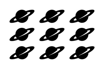 Saturn with sparkle silhouette vector illustration