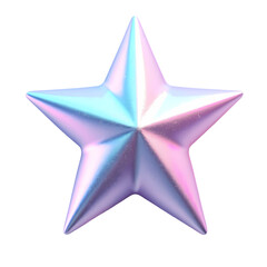 Obraz premium Iridescent star with pink and blue hues against a black background in digital rendering style isolated on transparent backgruond