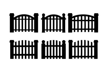 Wooden fence with a semicircular top gate silhouette vector illustration