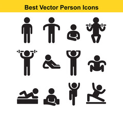 Human Stick Figure Silhouettes in Various Poses and Movements