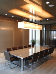The boardroom is bright with a modern style