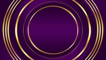 Abstract dark purple gold modern luxury award circle empty space center with dots and lines pattern background