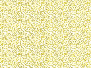 葉っぱのついたエレガントな金色の唐草文様透過シームレス背景