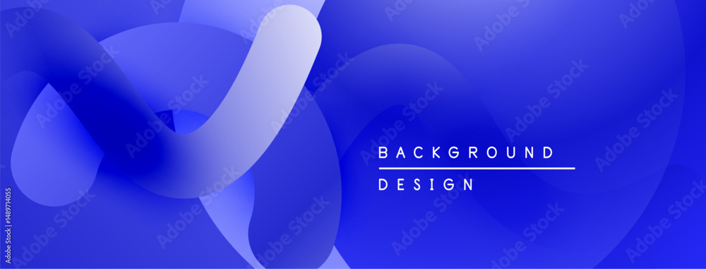 Leinwandbilder Abstract blue gradients create flowing shapes. Modern design evokes fluidity, depth, visual interest. Simple text reads background design.