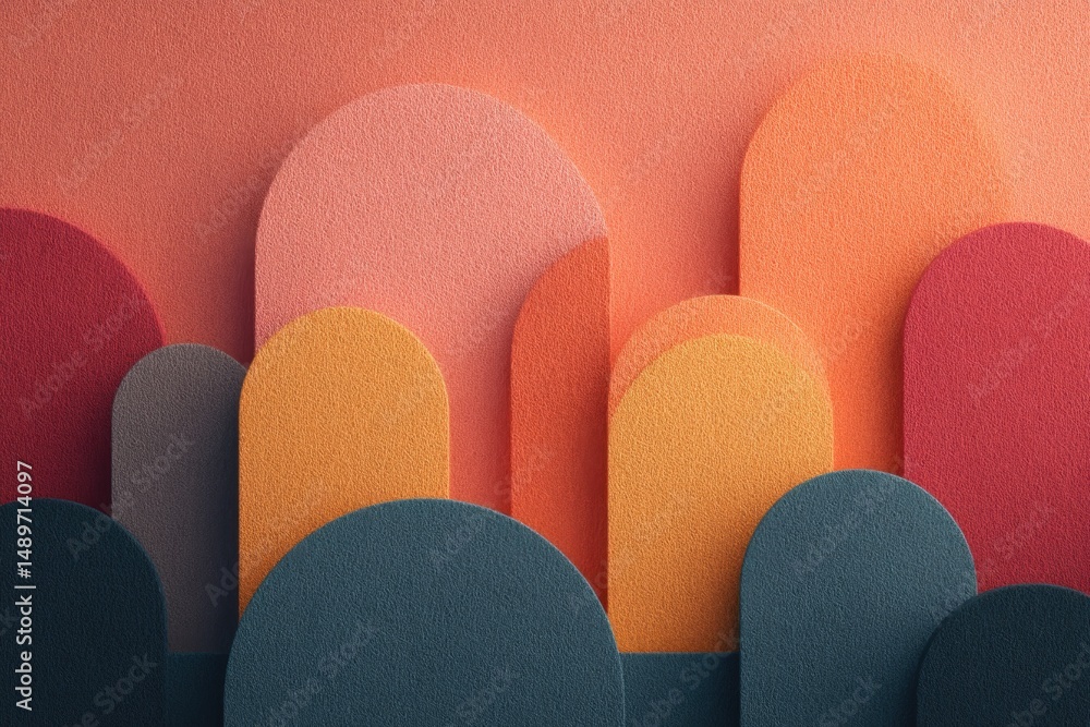 Aufkleber abstract design of geometric shapes and vibrant colors inviting contemplative mood with ample negati