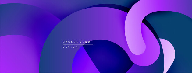 Abstract fluid shapes, vibrant purple hues, dark blue gradients. Modern design element for backgrounds, presentations.