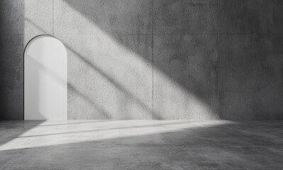 Minimalist Interior with Concrete Wall and White Arch Doorway