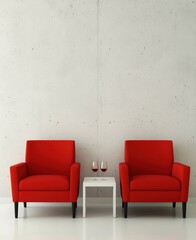 Cozy Modern Living Room with Red Chairs and Simple Decor Elements