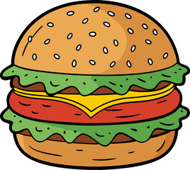 hamburger on white background