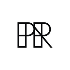 PR monogram logo design letter text name symbol monochrome logotype alphabet character simple logo