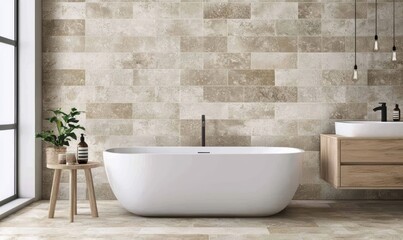 Modern Bathroom Design Featuring Soaking Tub and Natural Materials