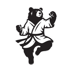Kungfu Warrior Bear Logo – Bold Animal Character Vector Emblem