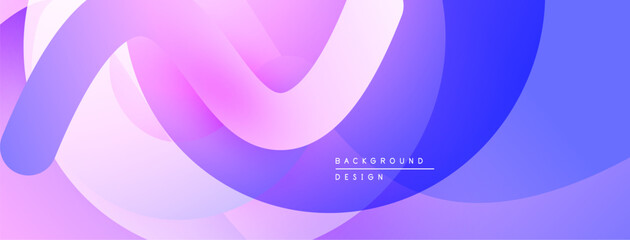 Abstract fluid shapes, vibrant purple hues, smooth gradients create modern background design. Soft curves overlap, forming dynamic composition.