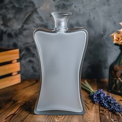 Obraz premium Elegant still life featuring a frosted bottle against a rustic backdrop
