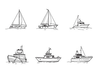 Boat line art vector illustration