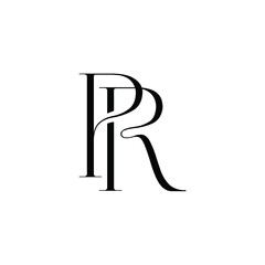 PR monogram logo design letter text name symbol monochrome logotype alphabet character simple logo