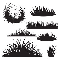 Assortment of grass silhouettes collection