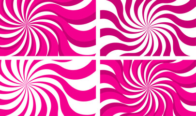 Pink Hypnotic Spiral Pattern Set - Psychedelic Swirl Background Collection. 