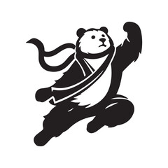 Martial Arts Bear Logo – Powerful Jump Kick Mascot Vector Design