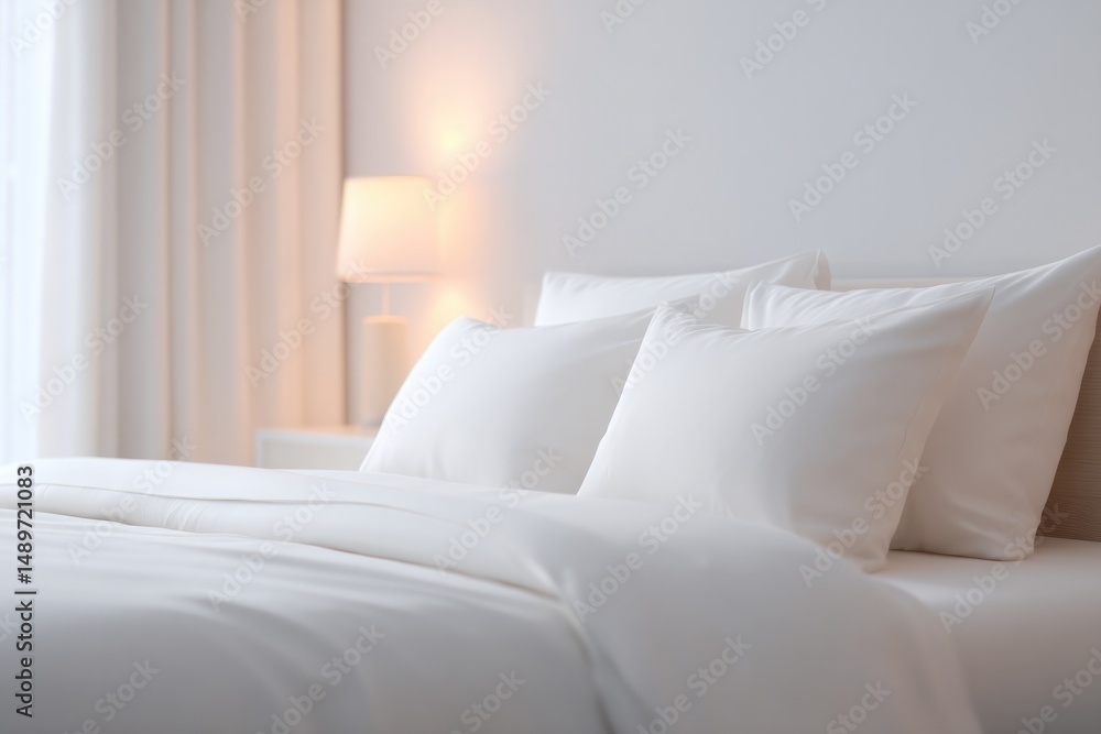 Poster capture essence of peaceful restful environment with minimalistic bedroom setting