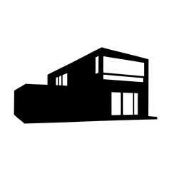 Modern house architectural silhouette vector illustration