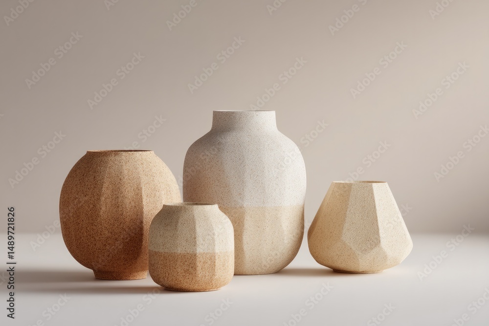 Poster capture rhythm of geometric forms against calming neutral backdrop