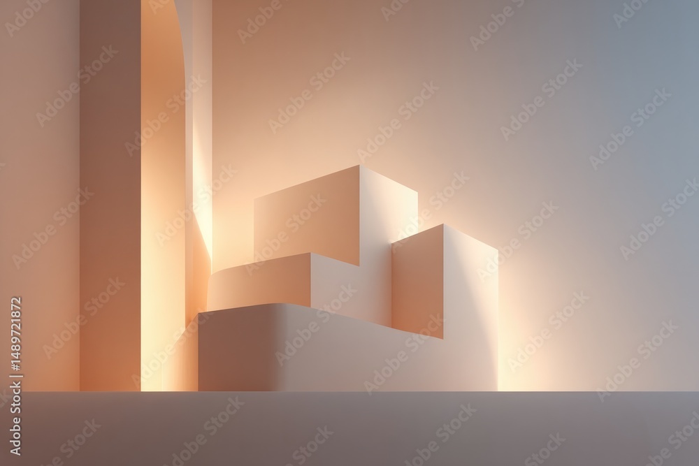 Poster capture rhythm of geometric forms against calming neutral backdrop