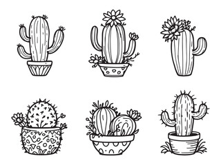 Cactus line art vector illustration