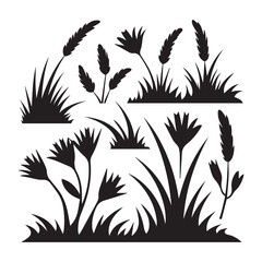 Assortment of grass silhouettes collection