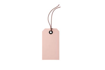 Blank peach colored tag with brown string isolated on trasparent background