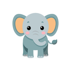 Naklejka premium Flat and Minimal African baby elephant icon vector illustration isolated on white background 