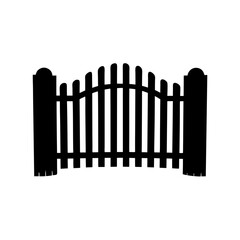 Wooden fence semicircular gate vector illustration